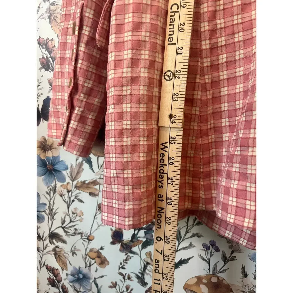 Free People Pink Plaid Blazer Jacket Women’s Small Lined Tailored Button Front